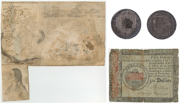 Major John Andre Collection of English Coins (2), Original Manuscript Illustrations and Map (University Archives)
